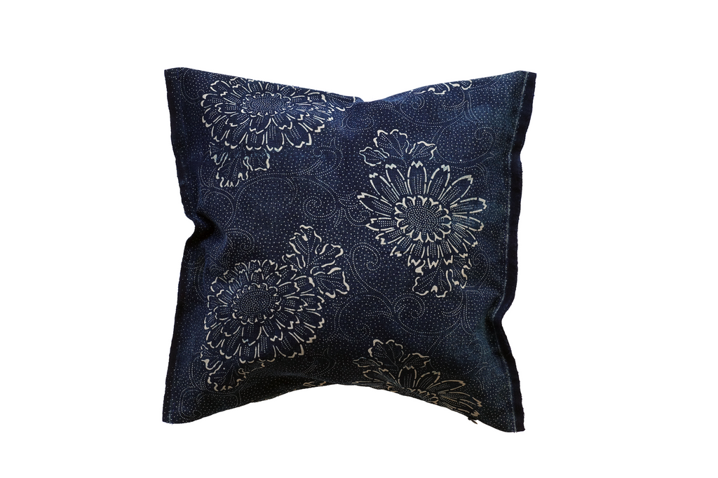 Katazome Decorative Pillow - Peony -  (12 x 12")