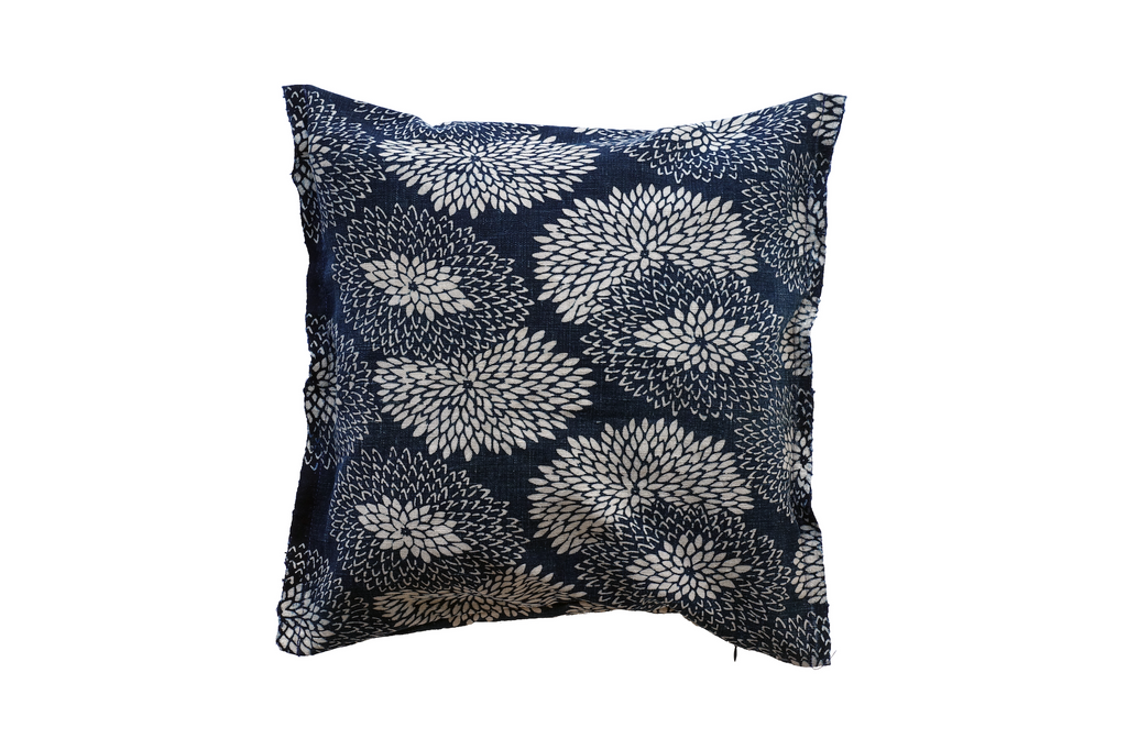 Katazome Decorative Pillow - chrysanthemum -  (12 x 12")