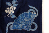 Two-Tone “Tsutsugaki” Furoshiki -Fan & Peony-